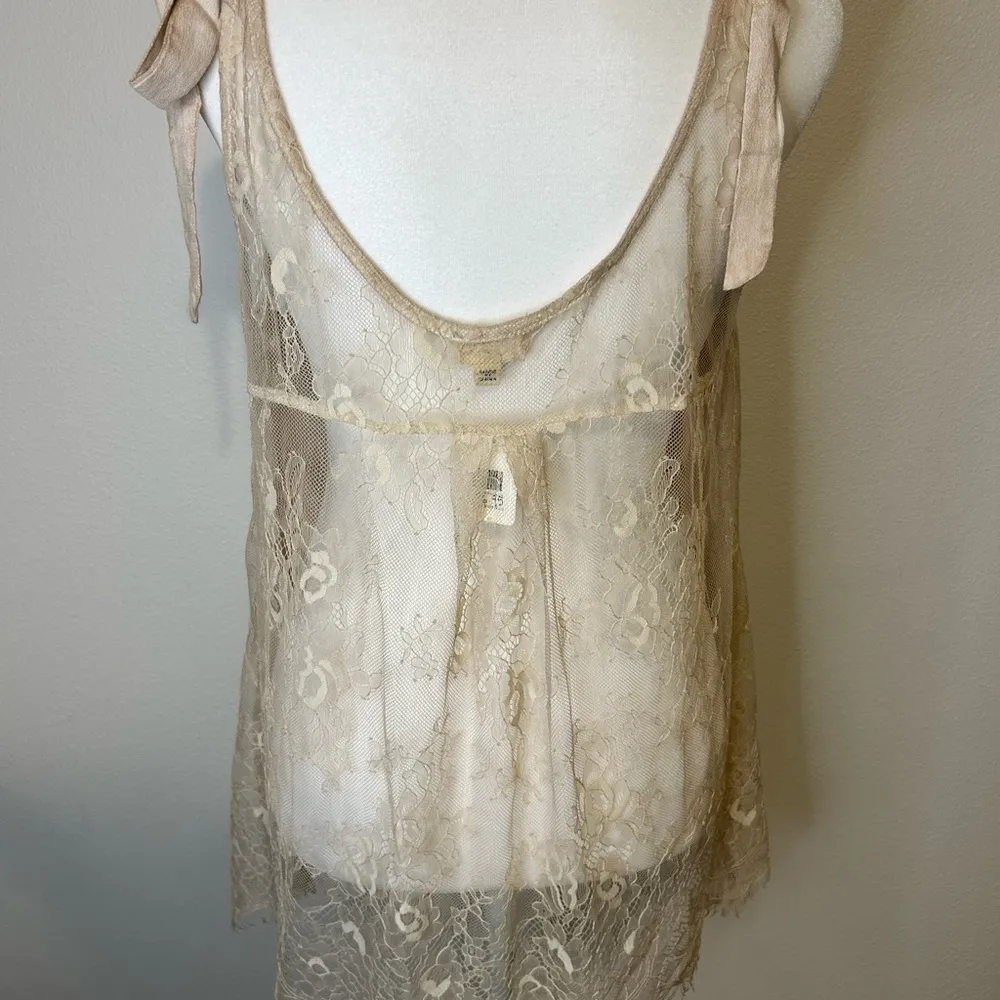 POL Lace Overlay Tank Top - Cream - Image 2