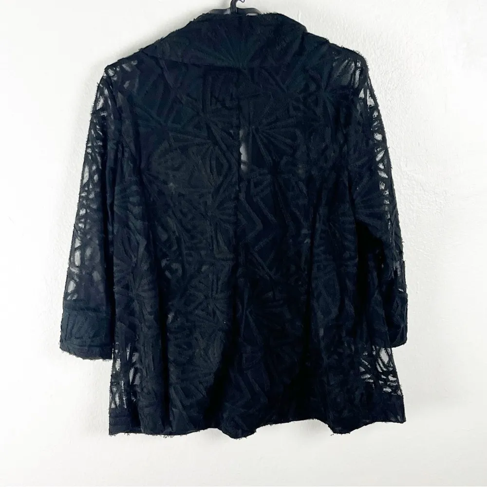 ALI MILES Black Sheer Lace Topper Button Closure Jacket, Size XL - Image 2