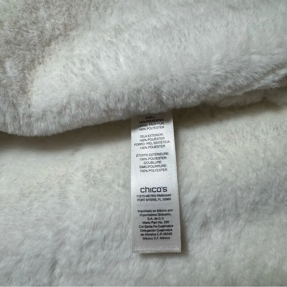 Chico’s Women's Cream Faux Suede Faux Fur Shearling Vest - Image 6