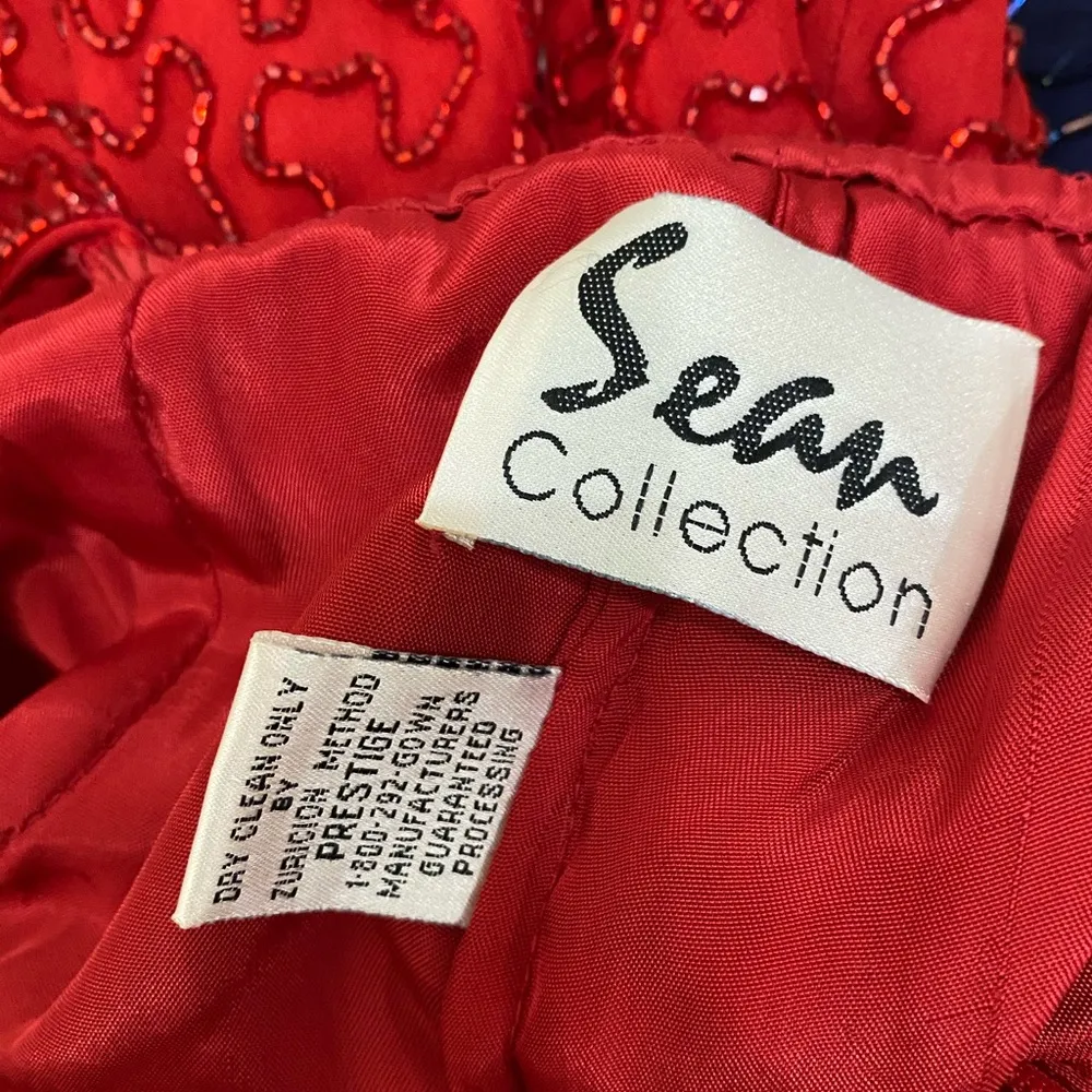 Sean Collection Red Heavy Beaded Formal Gown M - Image 14