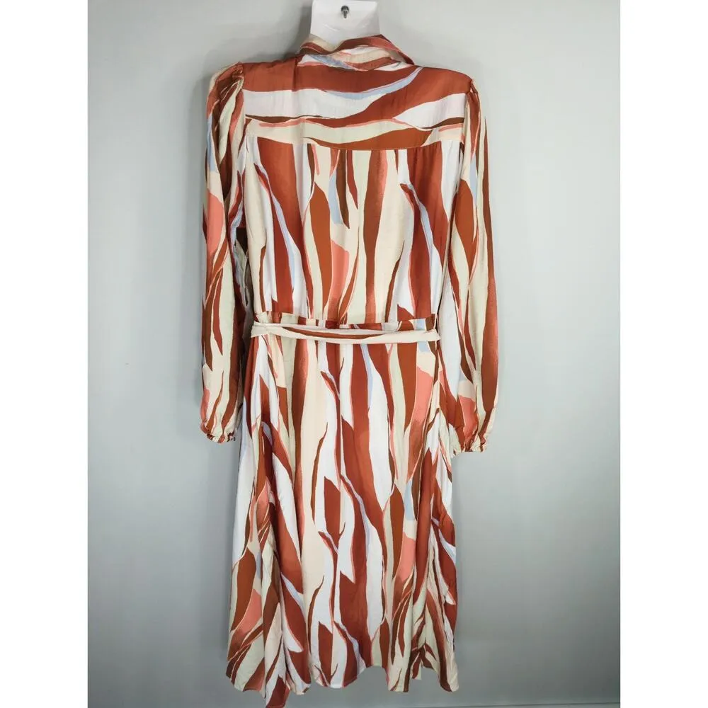 Nine West Women Animal Print Midi Shirt Dress Medium NWT Mob Wife Tropical Beach - Image 5