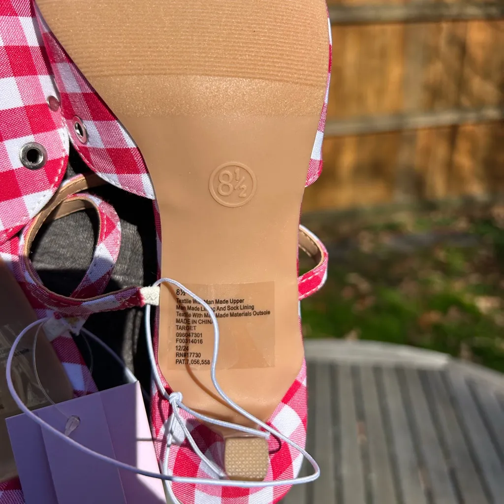 Nwt Wild Fable - Women's Lysandra Gingham Eyelet Kitten Heels - size 8.5 picnic - Image 6