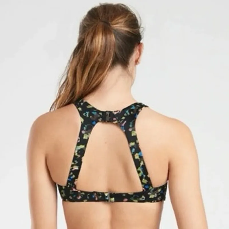 Athleta Leopard High Neck Bikini Swim Top Dark Multi SIZE 34B 34C - Image 2