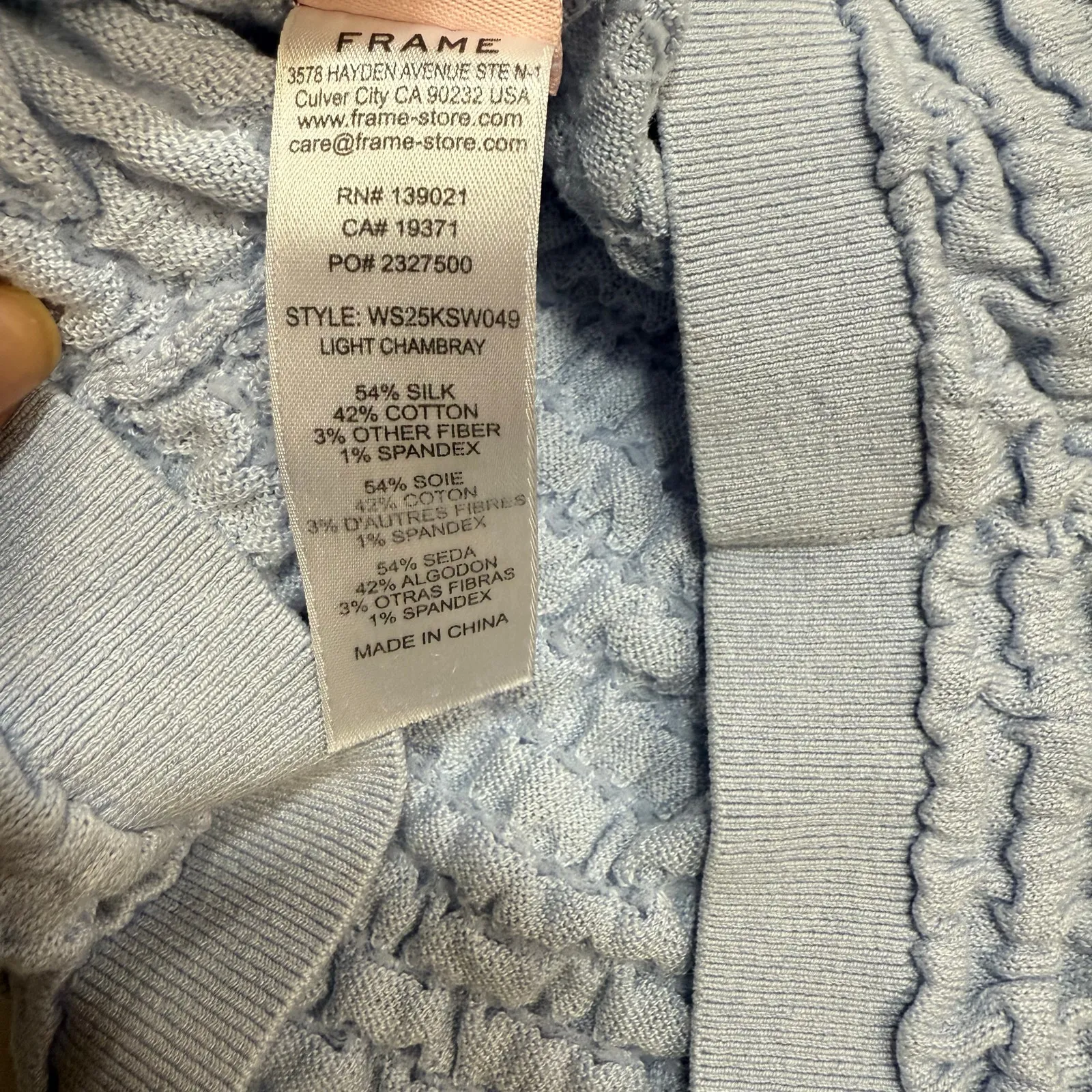 Frame Smocked Polo blue cropped top Size Small - Image 2