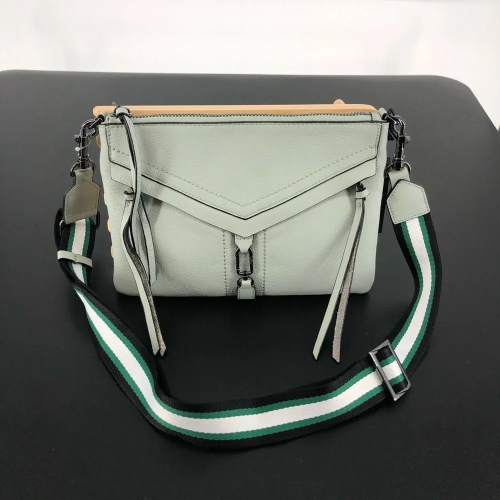 Botkier Trigger Flat Zip Crossbody Bag Detachable Nylon Strap in Soft Sage NWT - Image 3