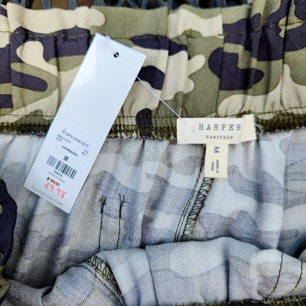 Francesca's Harper Heritage Roz Camoflague Joggers Women's M Paperbag Waist - Image 12