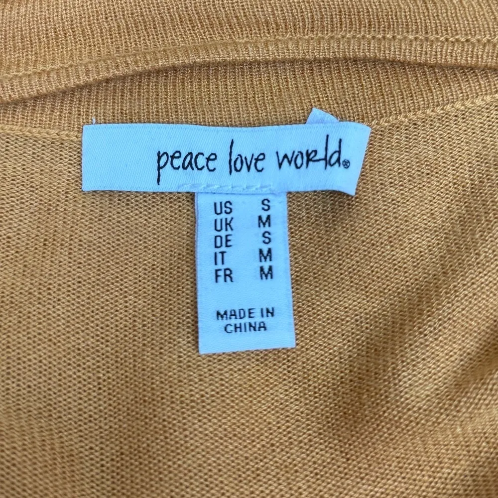 Peace Love World Banded Neck Sweater with Affirmation Small NWOT - Image 2