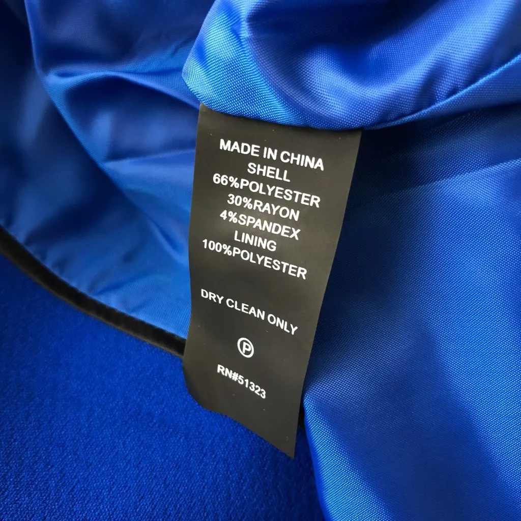 Vince Camuto Womens Coat Collarless Asymmetrical Zip Boxy Cobalt Blue Size XS - Image 5