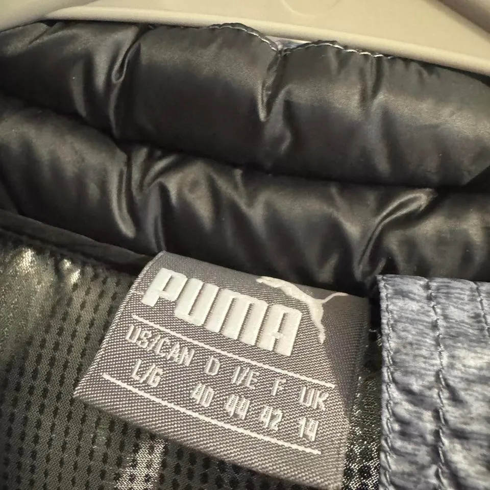 Puma Lightweight Puffer Vest Womens L G Gray Pink Full Zip Athletic - Image 3