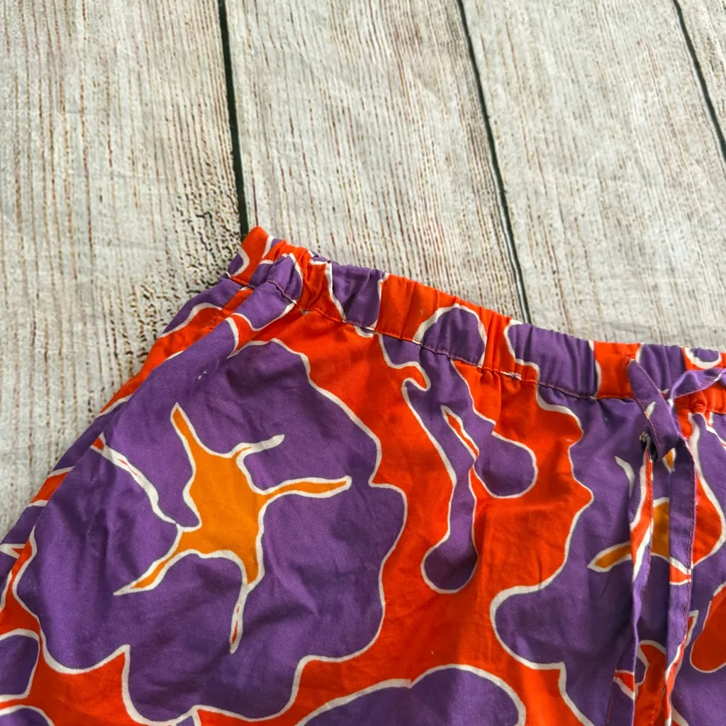 Anthropologie Cotton Poplin Drawstring Floral Purple Size Small Shorts - Image 3