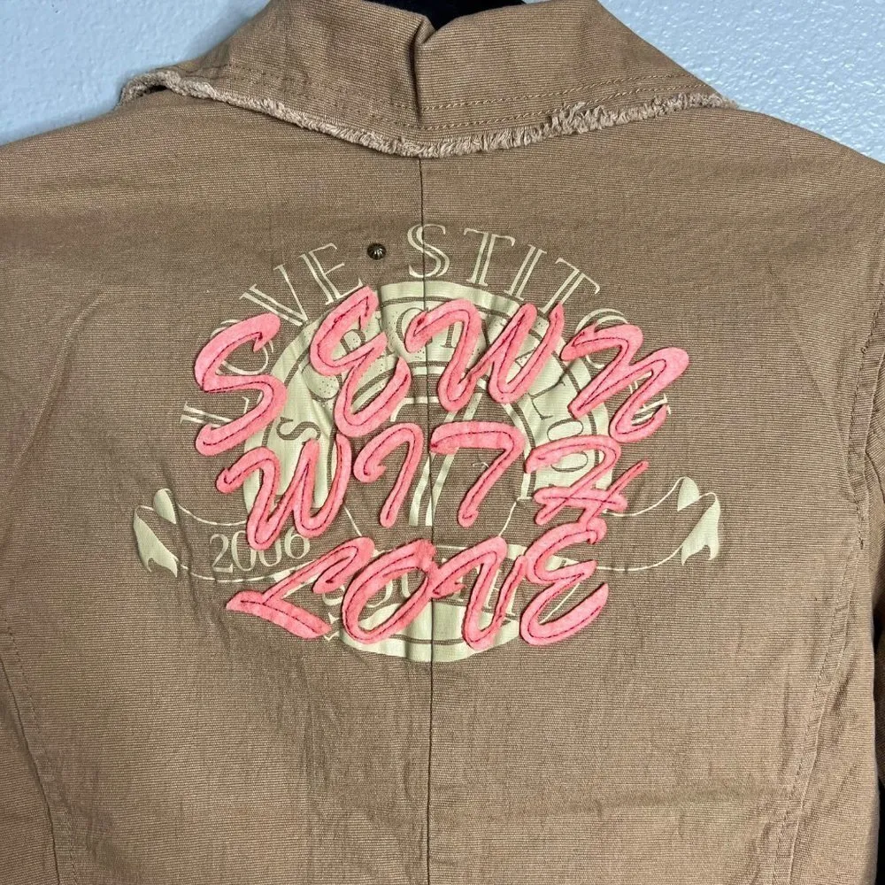 NWT Lovestitch Boho Embroidered Blazer Jacket Tan‎ Small - Image 8