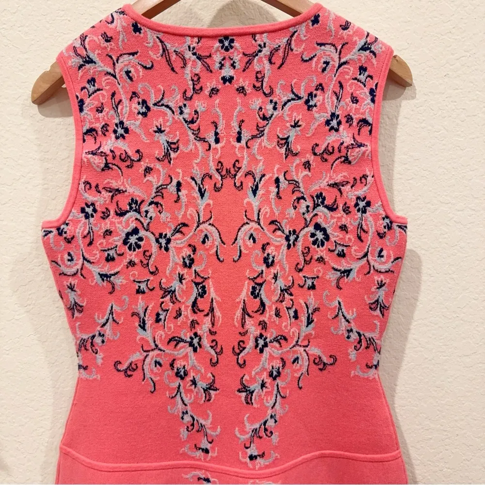 BCBGMaxazria Pink Floral Sleeveless Knit Bodycon Mini Dress Size M Pre-Owned - Image 7