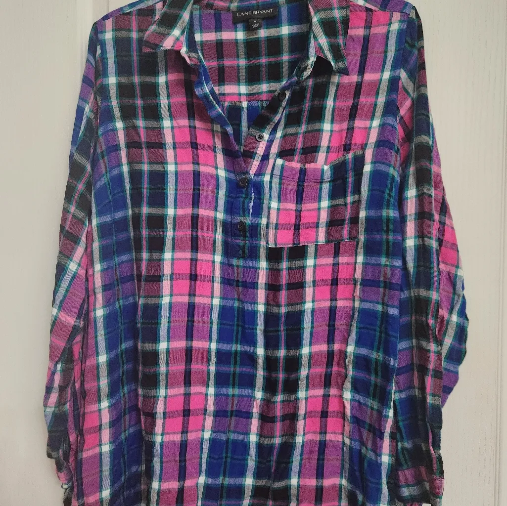 Lane Bryant 16  Colorful Plaid Button-Up Shirt - Image 8