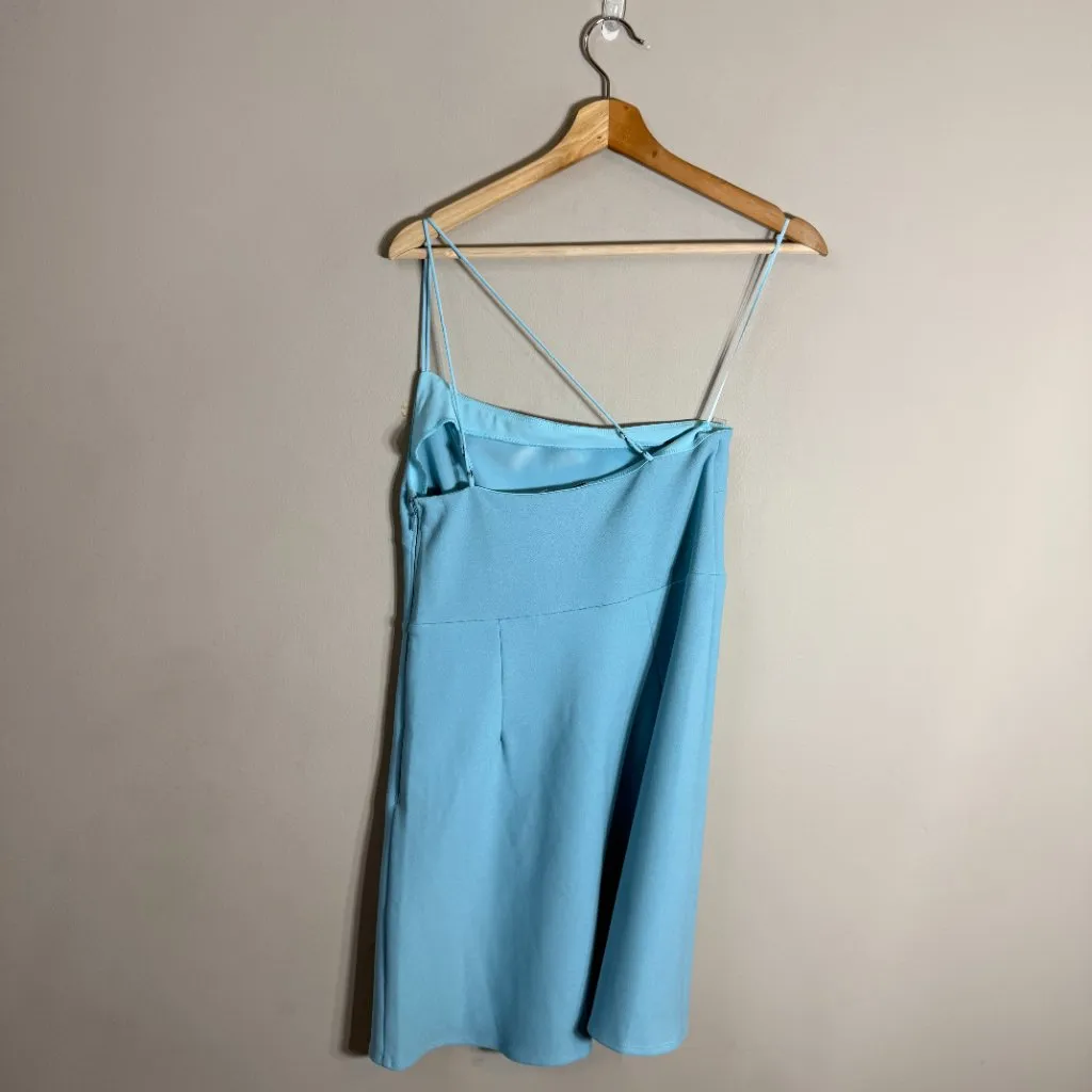 Abercrombie & Fitch One Shoulder Mini Dress Skort Women's Medium Tall Blue NWOT - Image 5