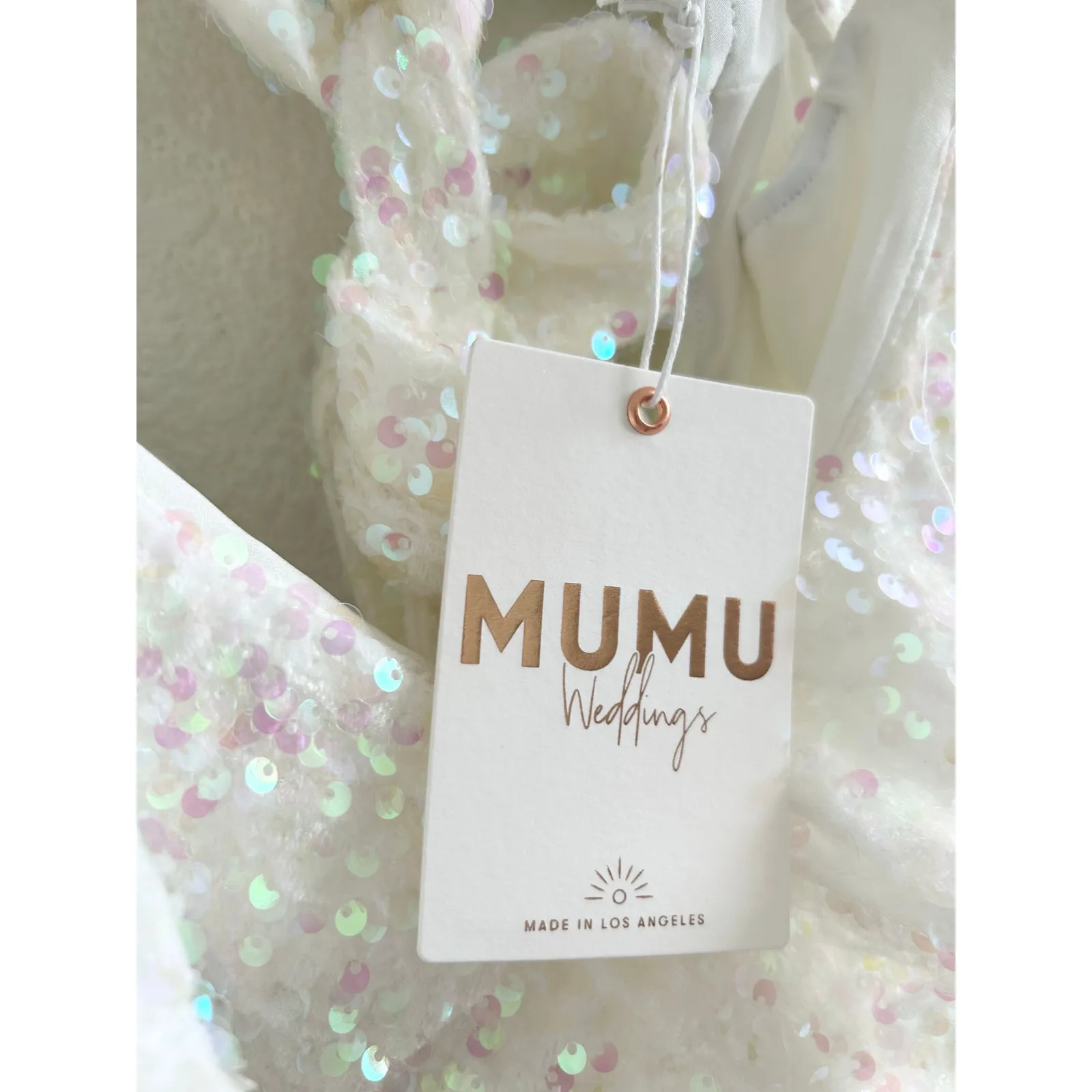 Show Me Your Mumu Zoey Mini Dress in White Iridescent Sequins M NWT - Image 6
