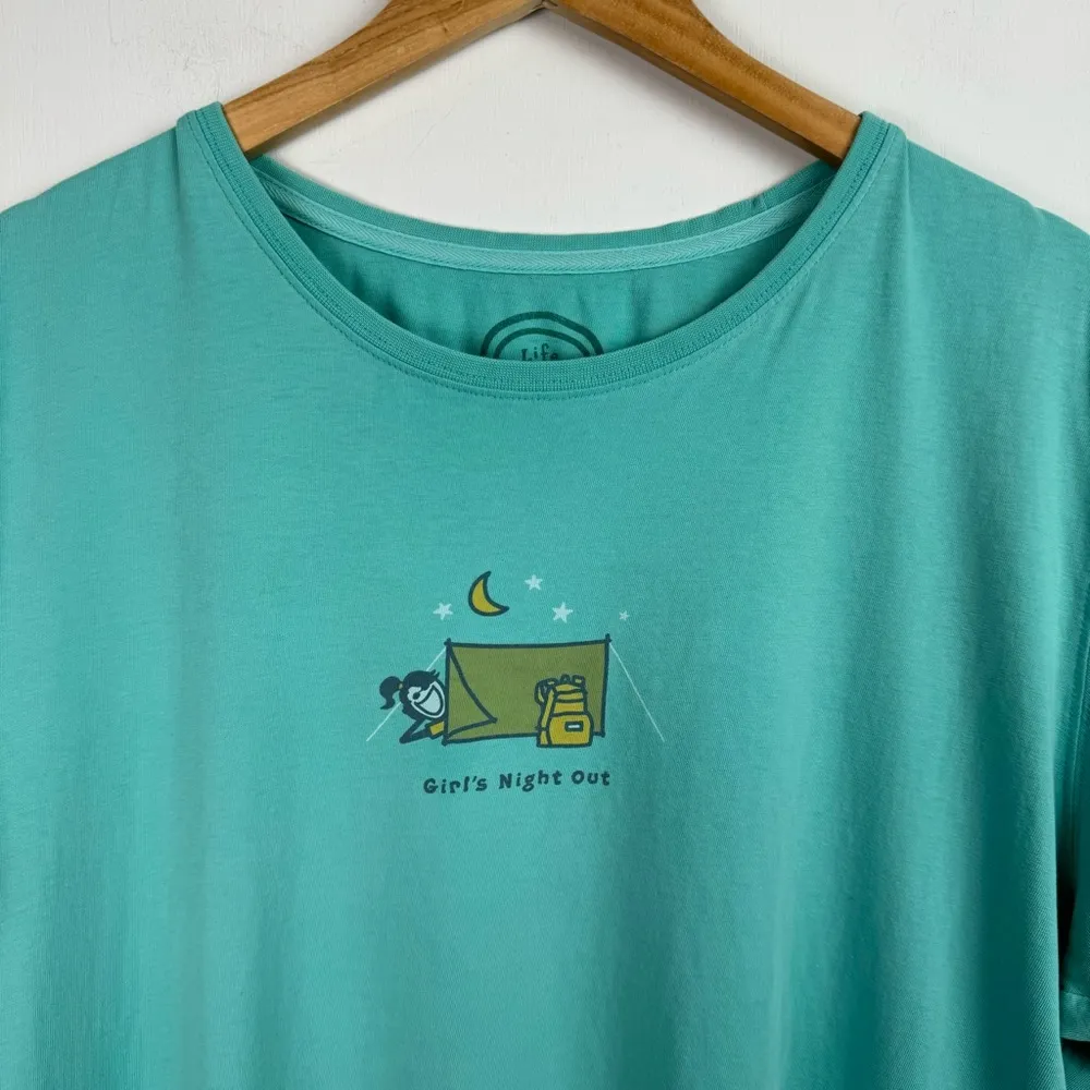 Life is Good Womens Girl’s Night Out Graphic Short Sleeve Shirt Top Sz XXL Blue - Image 4
