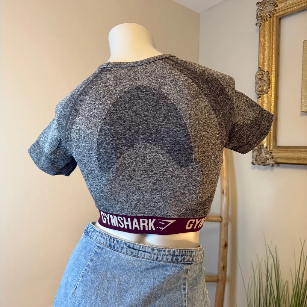 Gymshark Flex Crop Top - Charcoal/Deep Plum Small - Image 5