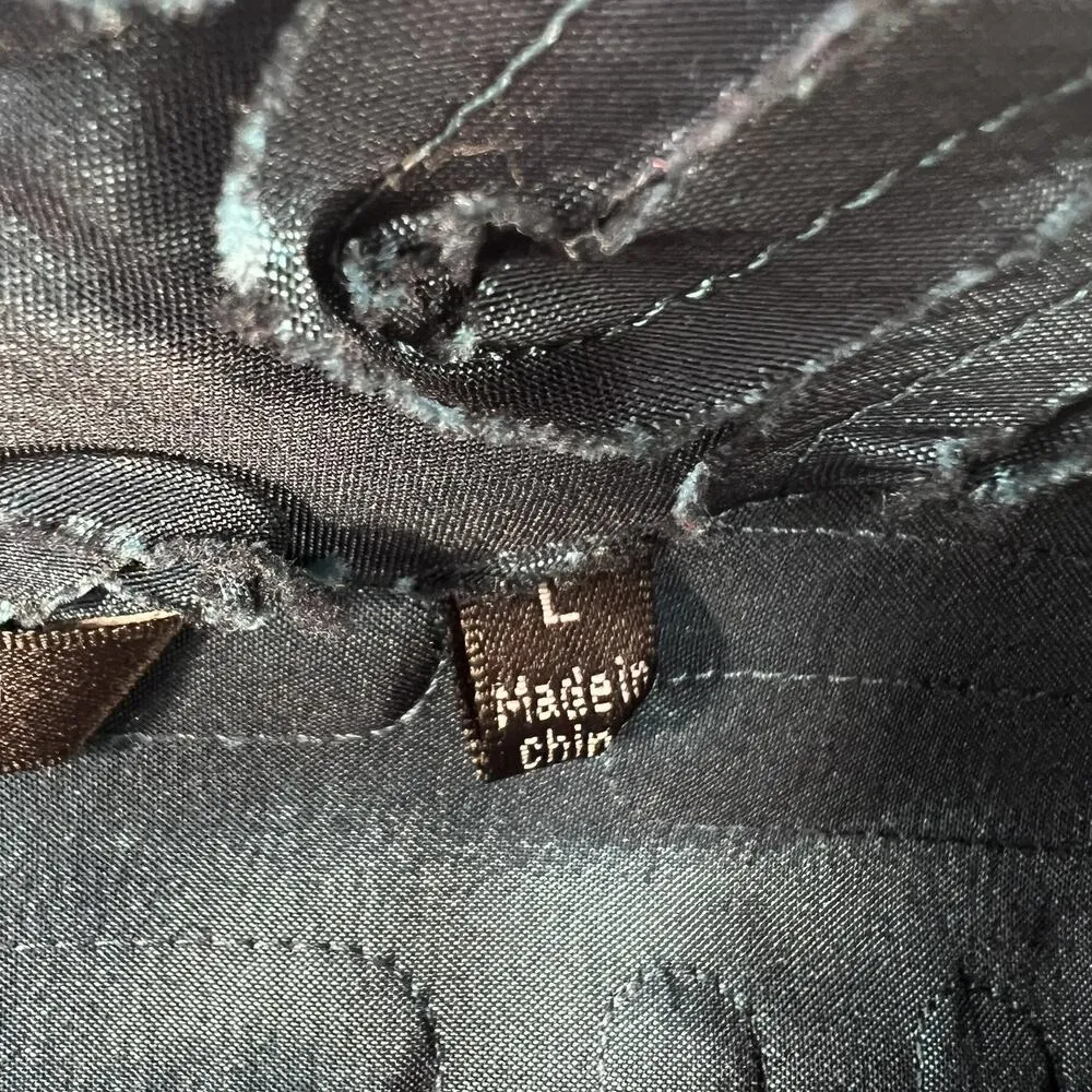 Samuel Dong L Large Jacket Textured Satin Zip Up Statement Evening Wear Art Blue - Image 5