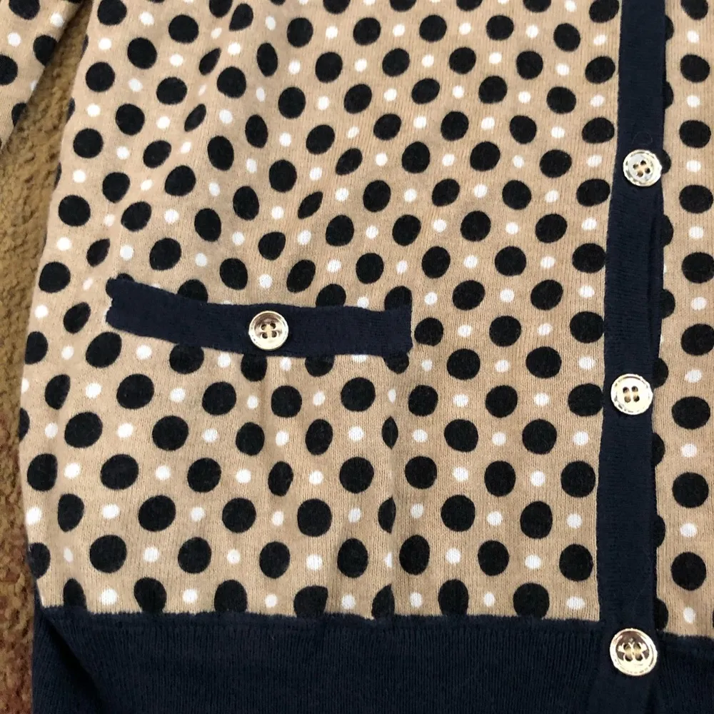 Black, tan, and white Polk a dot cardigan - Image 2
