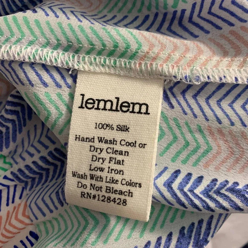 Lemlem Gigi Silk Strapless Romper in Blue Green Chevron Print Size‎ US Small - Image 10