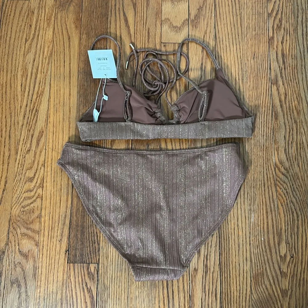 Andie Bikini Set The Casablanca Top Bikini‎ Bottom Latte Sparkle size Small NWT - Image 5