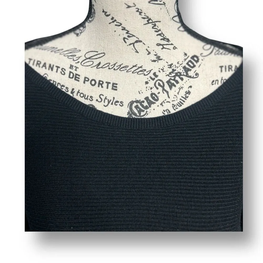 NWT Vila Milano XL Black Ribbed Knit Top Relaxed Minimalist Neutral Office Comfy - Image 5