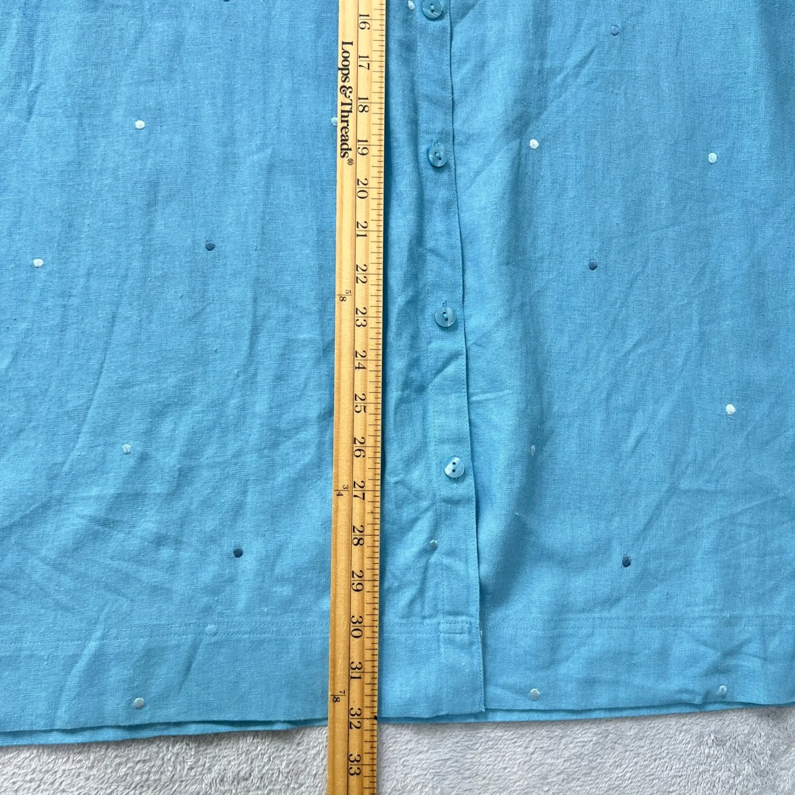 Vtg. Maggie McNaughton Linen Blend Button Down Top Embellished 3/4 Sleeve 2X - Image 9