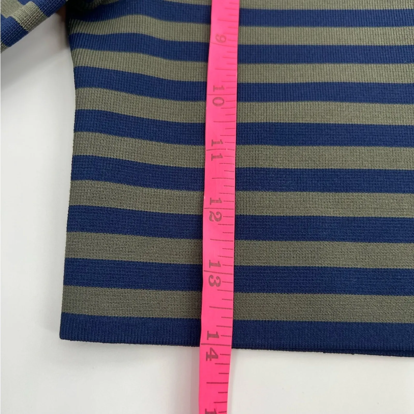 NWT Good American Womens Stripe Long Sleeve Crop Top 2 medium Green/Navy - Image 9