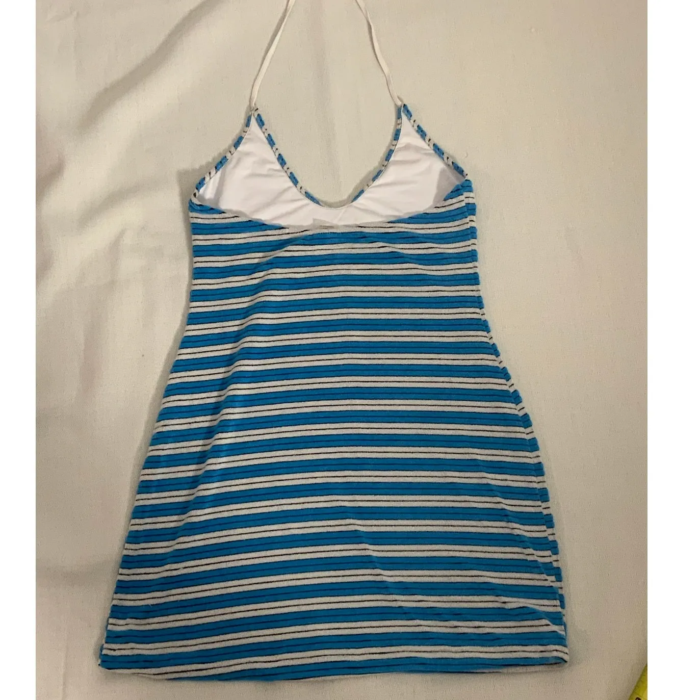 Bright striped terry cloth halter dress size xs/s Blue - Image 4