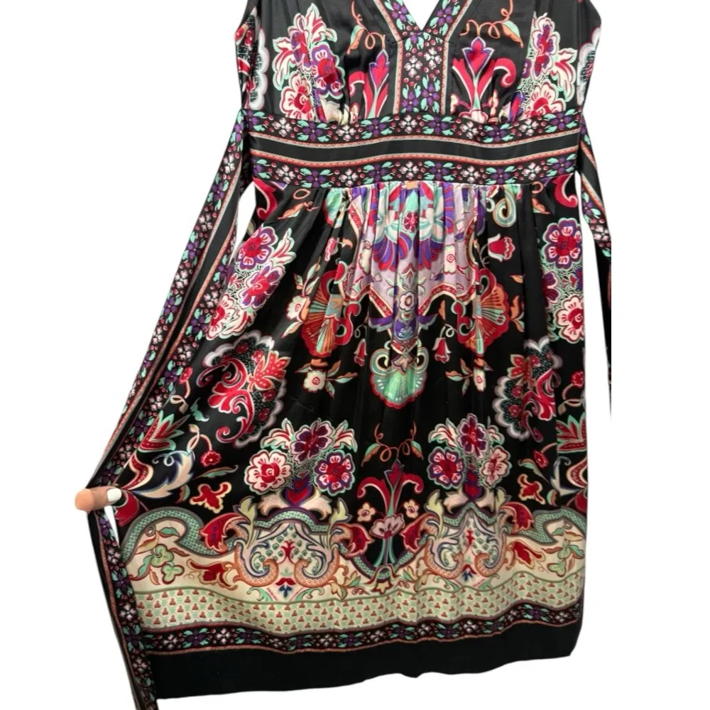 ECI Sleeveless Colorful Floral Print Silk‎ Dress 6 - Image 11