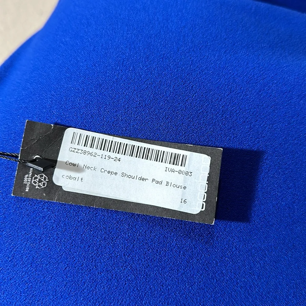 Boohoo Cowl Neck Crepe Shoulder Pad Blouse - Image 4