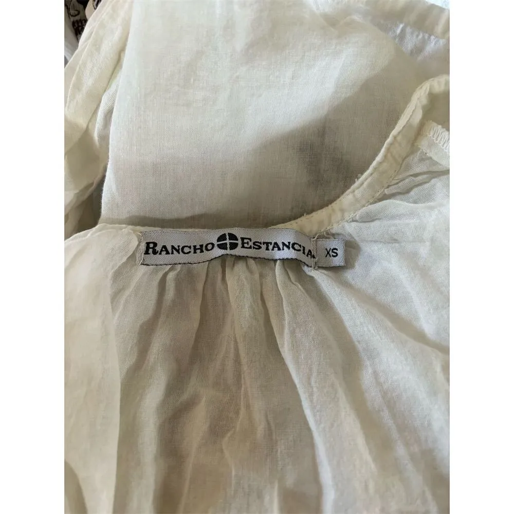 Rancho‎ Estancia Women's XS White Embroidered Boho Peasant Western Arrow Top - Image 4