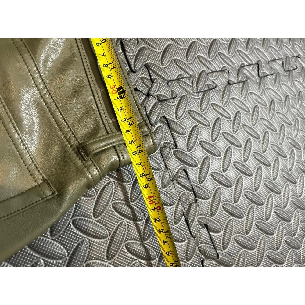 Abercrombie & Fitch Vegan Leather Cargo 90s Relaxed Pants Green Grunge Womens 29 - Image 7