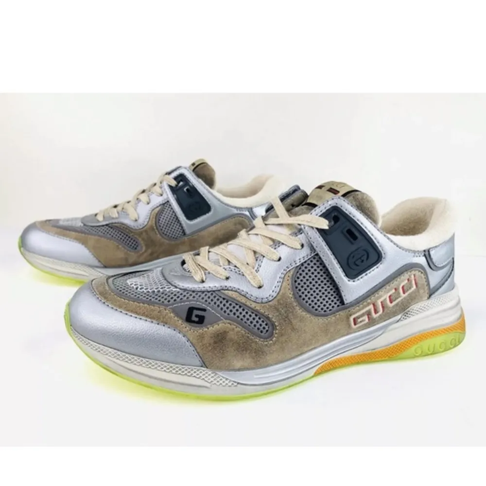 GUCCI Ultrapace Distressed Women Suede Leather 592882 Logo Sneakers EU 35.5 - Image 12