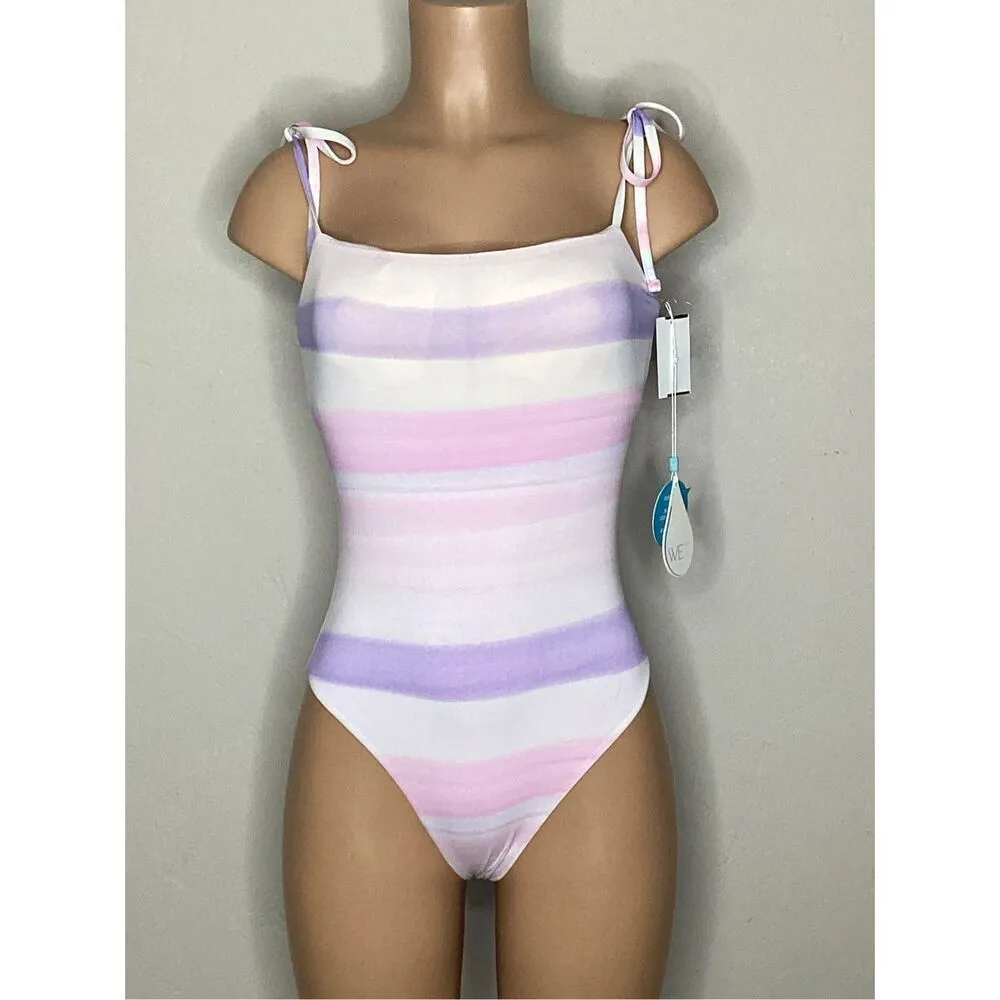 New. WET from L.A. pink and purple stripe swimsuit.  small. Retails $148 - Image 4
