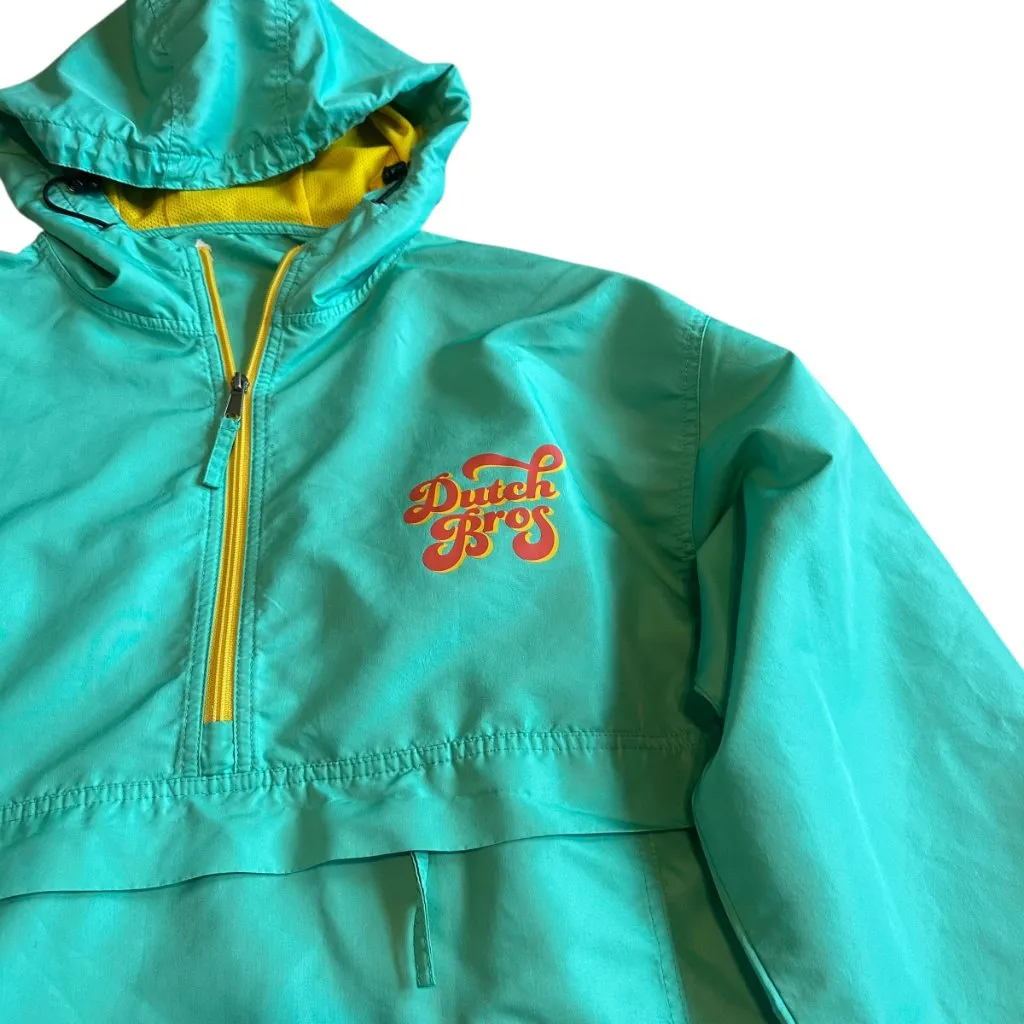 Dutch Bros Coffee Teal Pullover Windbreaker Jacket w/ Logo Size X - Image 3
