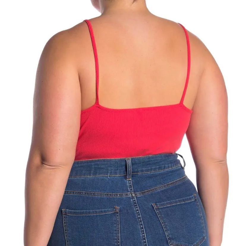 BP‎ red hibiscus vneck ribbed bodysuit 2X NWT - Image 2