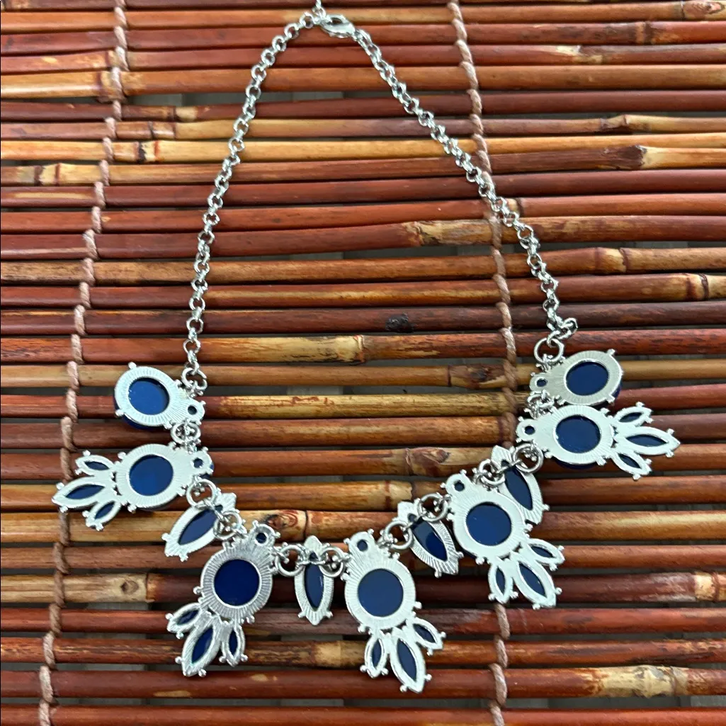 Chunky Blue Statement Necklace 17” - Image 5