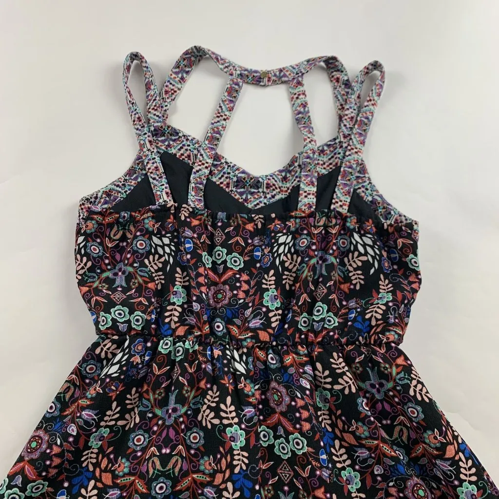 Xhilaration Black Bright Scandinavian Floral Print Maxi Dress M - Image 7