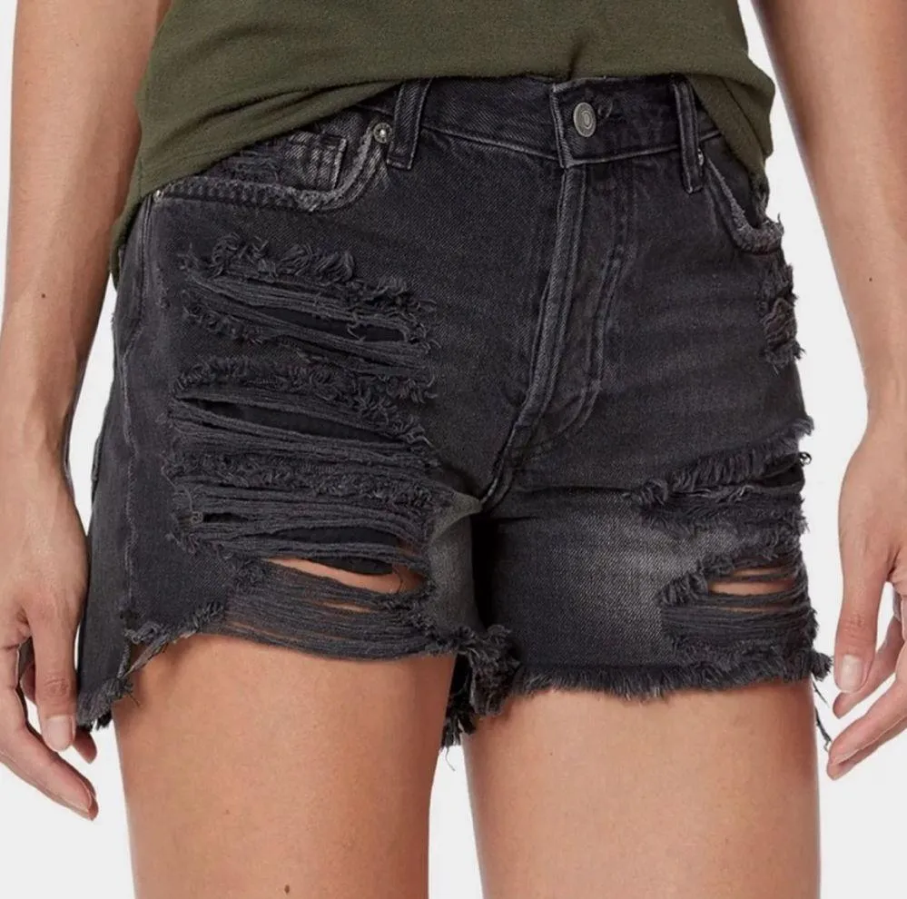 Free People We The Free Maggie Jean Shorts Montero Black Destroyed Wash Size 27 - Image 14