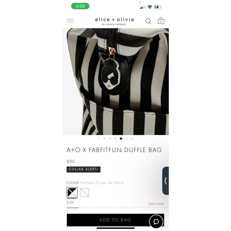 Alice + Olivia Striped Duffel Bag by Stacey Bendet Black - Image 9