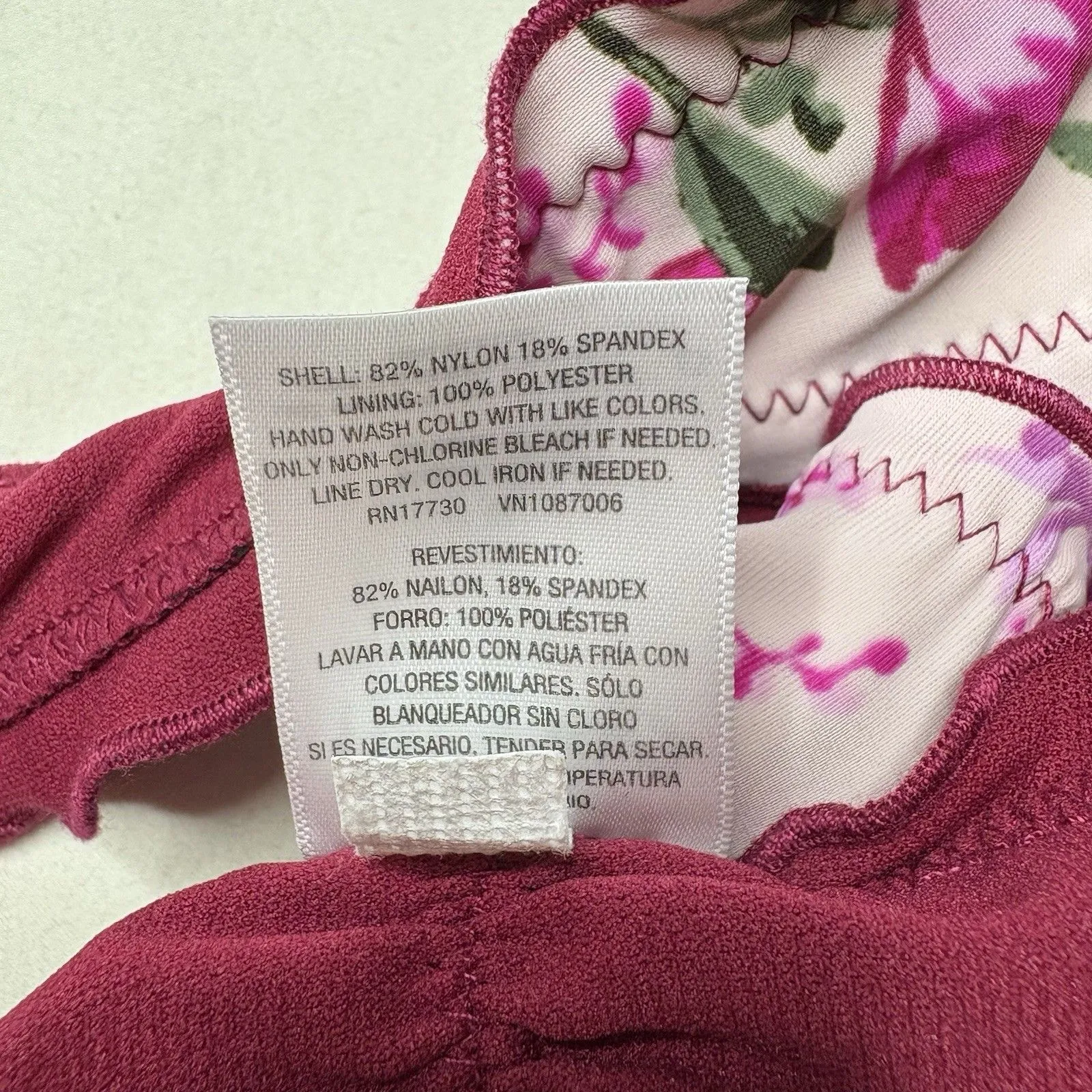 Mossimo Bikini Bottom Pink Cheeky Ruched Back Floral Burgundy Swimwear Size XL - Image 5