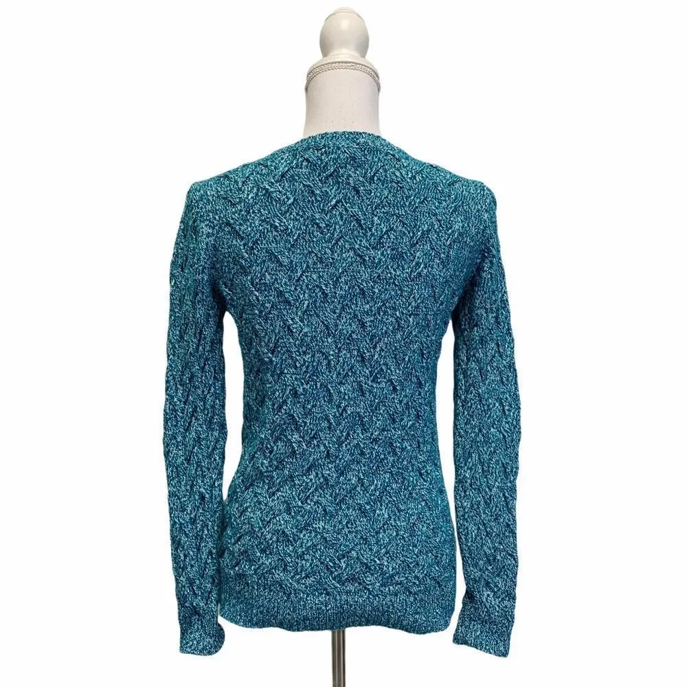 Land's End Cable Waffle Knit Sweater Small Long Sleeve Thick Pullover - Image 2