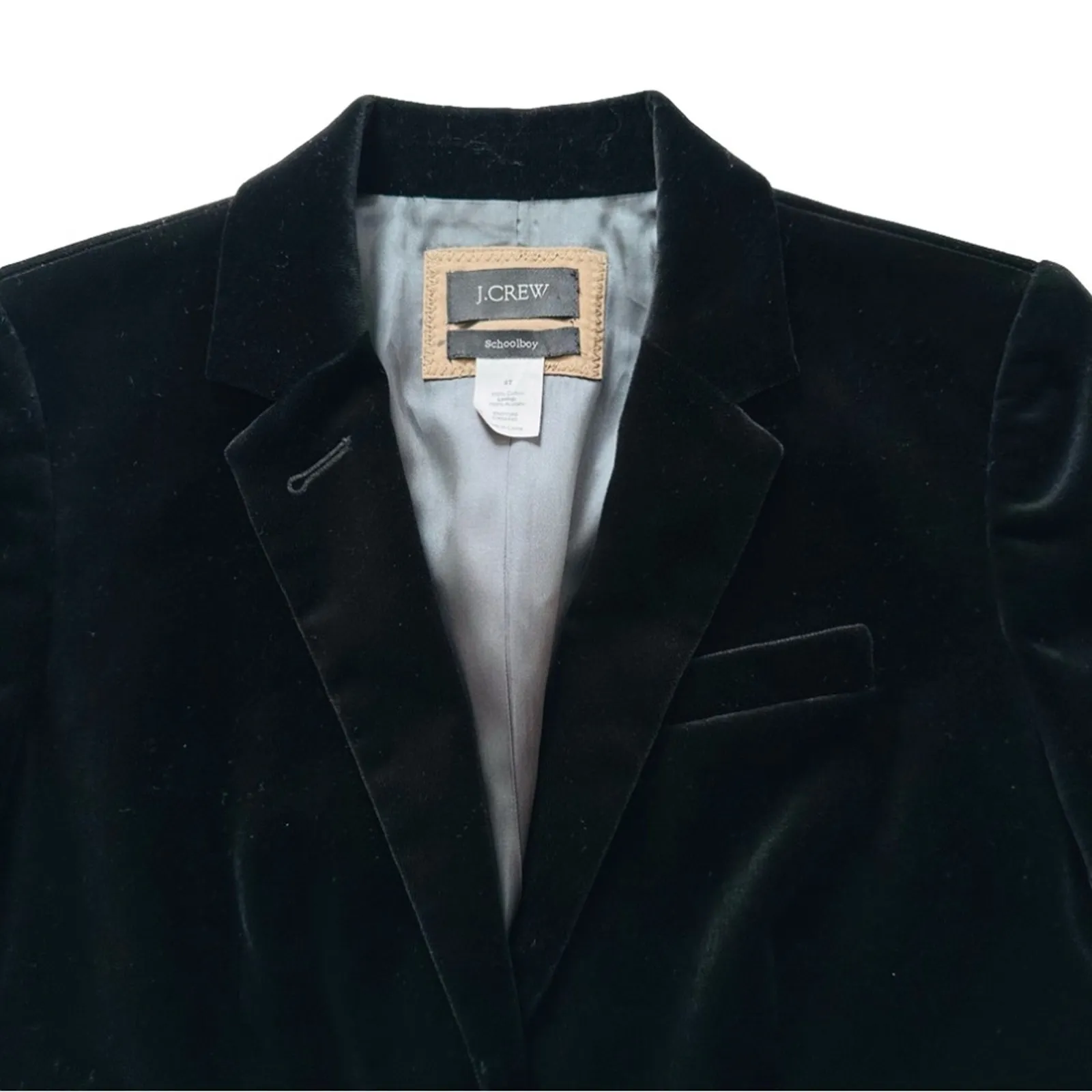 J. Crew Blazer Black Velvet Pockets Schoolboy Lined Blazer Jacket Size 4 Tall - Image 3