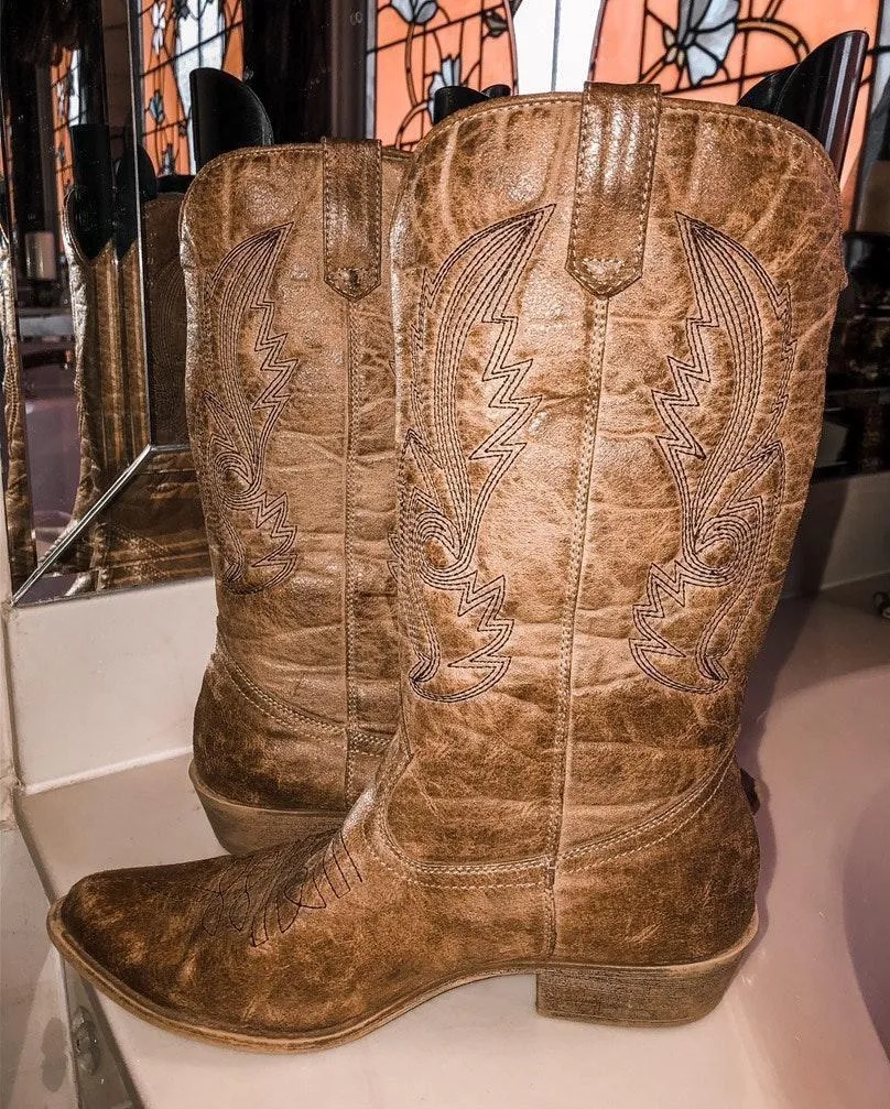 Coconuts Tan Cowgirl Boots! - Image 2
