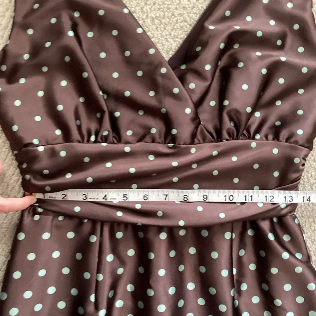Eliza J V-Neck Ombré Polka Dot Midi Dress Size 10 Brown Mint Silky Like New - Image 5