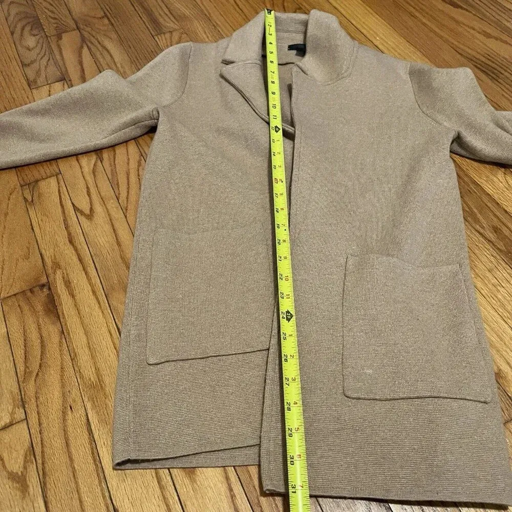 J. Crew‎ Camel Sophie Open-Front Sweater-Blazer Cardigan Wool Cotton Blend XS - Image 8