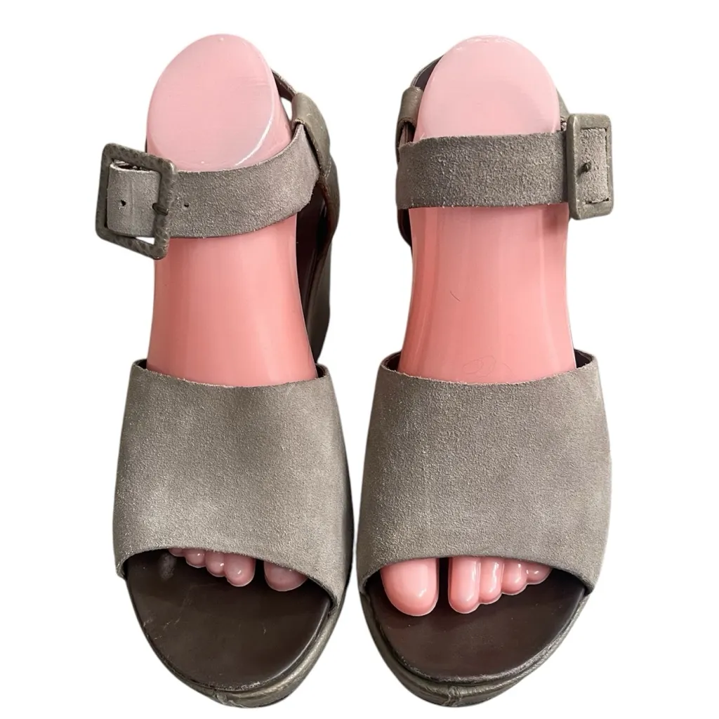 Kork Ease‎ Womens Wedge Sandals Size 10M Brown Tan Beige Suede Chunky Strap - Image 2