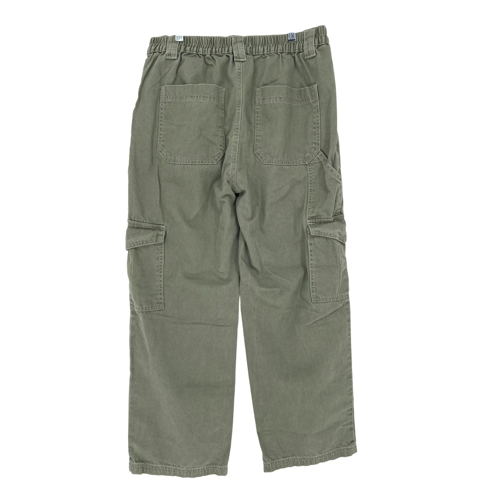 Almost Famous Wide Leg Cargo Jeans Green Large Y2K Skater Utility EUC - Image 3