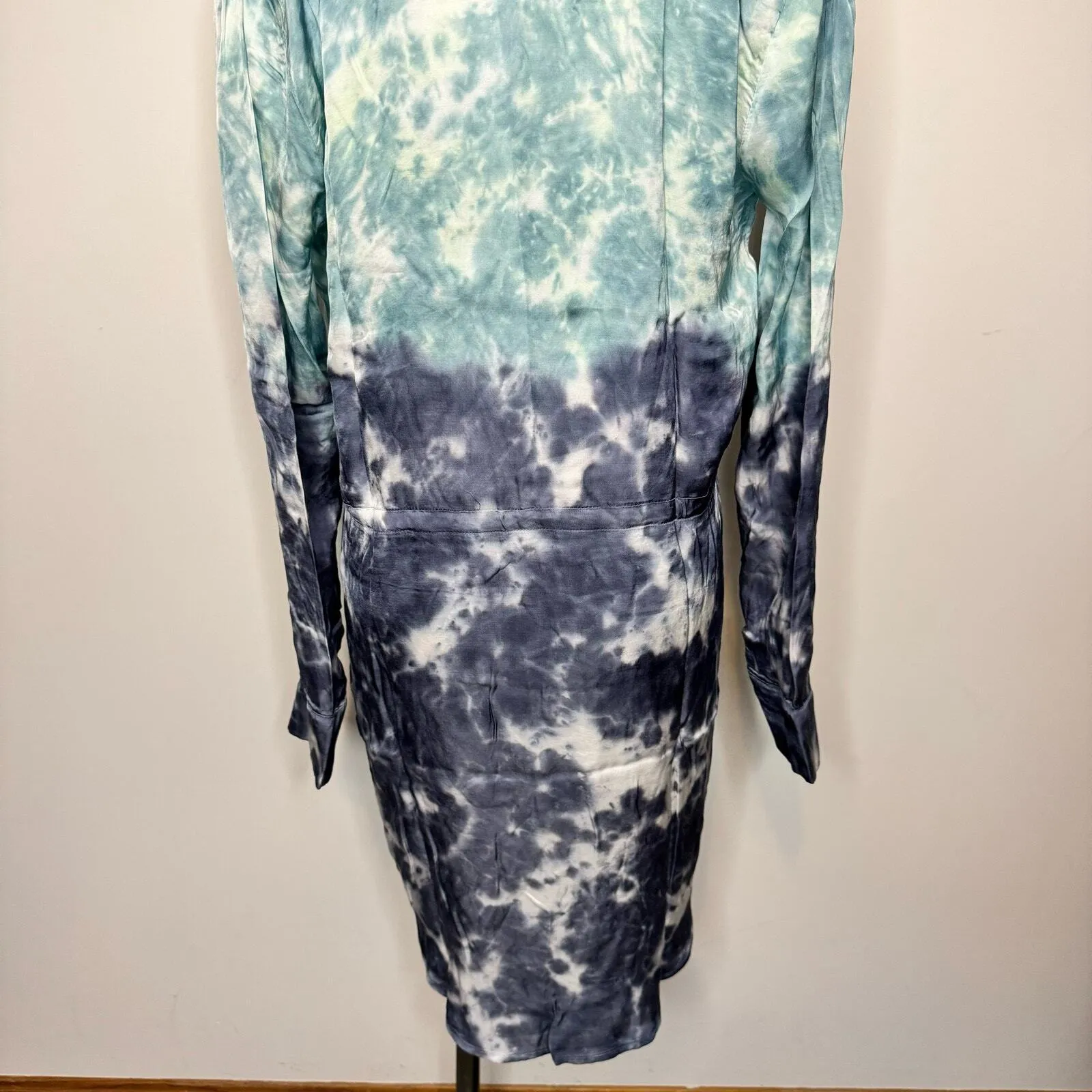 Chaser Women's Size Small Drop Waist Faux Wrap Collared Dress Blue Knee Length - Image 6